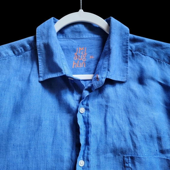 J. McLaughlin 100% Linen Men's Gramercy Button Down Shirt in French Blue Size XL - Picture 5 of 12